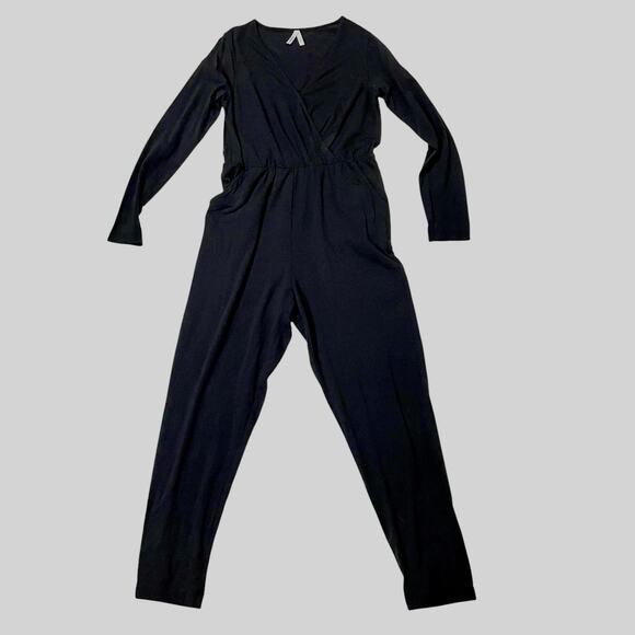 Pact Pants - Pact Luxe Jersey Wrap Jumpsuit - Black - Large